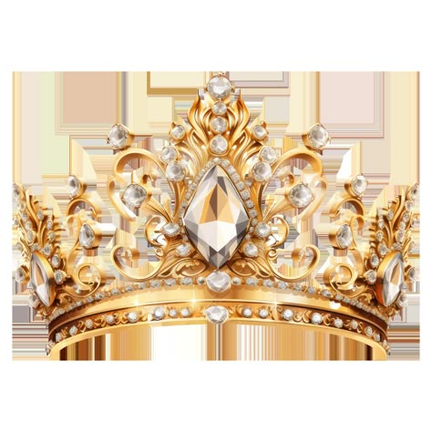 Gold Crown Queen, Princess Crown Png, Crown Stickers, Happy Birthday Photo Editor, Crown Clip Art, Crown Illustration, Crown Png, Heaven Art, Victorian Flowers