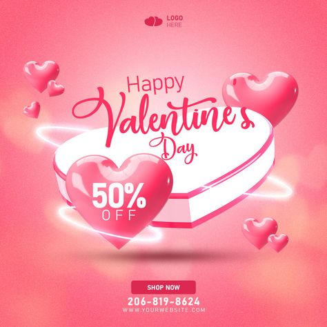 Valentines Day Design Graphic, Valentine Social Media Post, Valentines Day Advertising, Valentine Social, Valentine's Day Poster Design, Valentines Social Media, Valentines Day Post, Sale Ends Today, Graphic Design Posters Layout