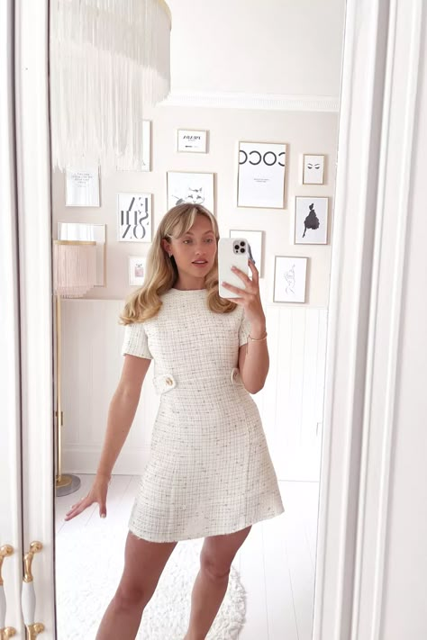 Metallic Tweed Pocket Shift Dress kuratiert auf LTK Tweed Dress Outfit, Shift Dress Outfit, Shift Dresses Work, Dress Work Outfit, Tweed Outfit, White Dress Outfit, Fall Dress Outfit, Girly Dresses, Business Casual Dresses