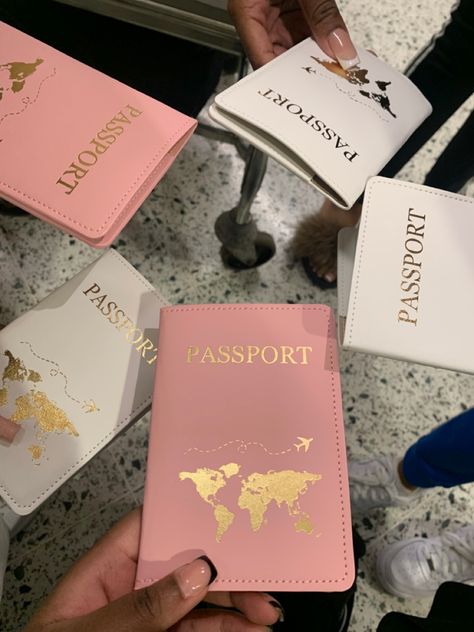 #holiday #passport #girlstrip #spain #alicante #blackgirlmagic Passport Group Picture, Passport Asthetics Photos, Pink Passport Cover, Passport Aesthetic Black Woman, Passport Picture Black Women, Passports Aesthetics, Passport Aesthetic Photo, Pink Passport Aesthetic, Travel Passport Aesthetic