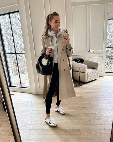 How to Style a Trench Coat 6 Ways Trench Coat And Turtle Neck Outfit, Europe Chic Style, City Outfit Spring Street Styles, Nyc Athletic Style, Trench Coat Athletic Outfit, Cute Sightseeing Outfits Fall, What To Wear With Trench Coat, French Trench Coat Outfit, Long Tan Trench Coat Outfit