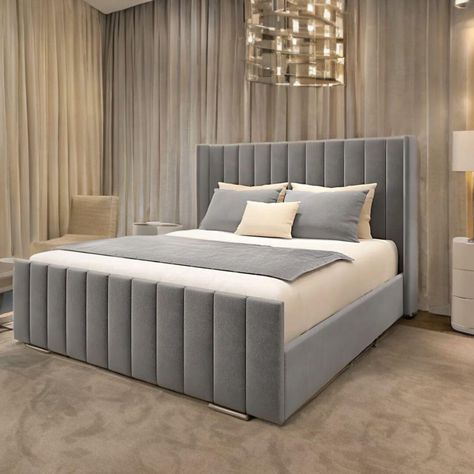 Ottoman Beds Uk, Double Bed Designs With Storage, Grey Bed Design, Bed Back Design Headboards, Fabric Bed Design, Luxury Bed Headboard Design, Double Bed Design Modern, Bed Headboard Design Modern, Latest Bedroom Designs