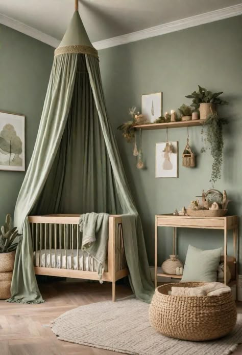 Sage Green Nursery Ideas, Green Nursery Ideas, Green Baby Nursery, Sage Green Nursery, Green Baby Room, Cozy Baby Room, Baby Nursery Inspiration, Baby Room Neutral, Baby Room Themes