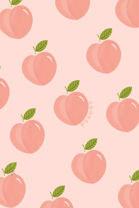 Peaches by Jaclyn Simon Design Peach Cute Wallpaper, Cute Peach Wallpaper, Peaches Background, Peaches Aesthetic, Peaches Wallpaper, Peach Cartoon, Wallpaper Fruit, Peach Illustration, Peach Design