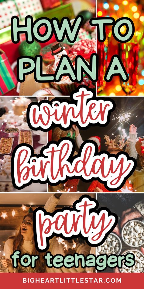 Need easy winter birthday party ideas for teens? We've got you covered with simple yet awesome themes and activities that guarantee fun! Whether it's a cozy indoor gathering or an adventurous outdoor event, these party ideas will make your teen's winter birthday special. Plan the perfect celebration with these great party ideas for teens! Winter Birthday Parties, Winter Indoor Birthday Party Ideas, Cozy Winter Party Ideas, Birthday Party Ideas During Winter, Teenage Theme Party Ideas Teenage Birthday Party Themes, 16th Birthday Activity Ideas, Birthday Party For 13 Year Girl, Cozy Party Theme, 14th Girl Birthday Party Ideas, Winter 16th Birthday Party Ideas, Birthday Party Theme Ideas For Teenagers, Bday Party Activities For Teens, Preppy 13th Birthday Party Ideas