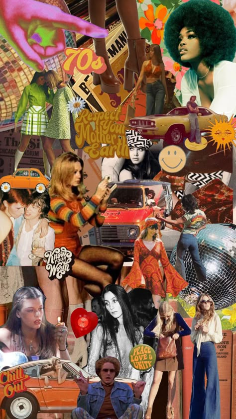 Decades Party Aesthetic, Groovy Vibes Aesthetic, 70s Festival Fashion, 70s Aesthetic Collage, 60s Groovy Aesthetic, Retro Moodboard Aesthetic, Anni 70 Aesthetic, 1970s Moodboard, 1970s Aesthetic Wallpaper