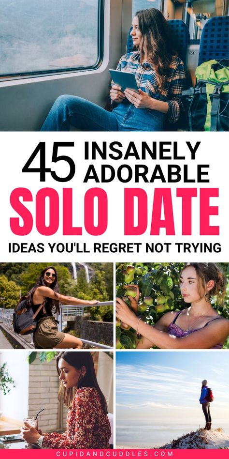 How Long Are You Gonna Depend On Others For Fun, Huh? It’s Time To Take Yourself On A Solo Date! I know it sounds weird at first but you have no idea how exciting solo dates can be. Get down here to try the best, most exciting solo date ideas ever. Self Dating Ideas, Things To Do When Your Single, Solo Weekend Ideas, Things To Do Single, Things To Do As A Single Woman, Solo Adventure Ideas, Solo Day Ideas, Solo Date Ideas At Home, Date Ideas Simple