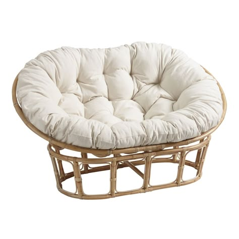 Elora Ivory Double Papasan Chair Cushion - World Market Papasan Chair Living Room, Papasan Chair Frame, Double Papasan Chair, Papasan Chair Cushion, Papasan Cushion, Garden Chair Cushions, Round Seat Cushions, Chair Frame, Papasan Chair