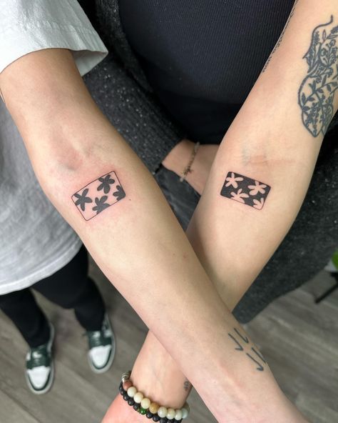 matching inverted tattoos for kayla + ileana 🖤 loveeee how these turned out and would love to do more tattoos like this!! thanks angels 🤍 Inverted Matching Tattoos, Inverted Tattoo Negative Space, Inverted Tattoo, Vancouver Tattoo, Matching Tattoos, Tatting, Vancouver, Angel, Tattoos