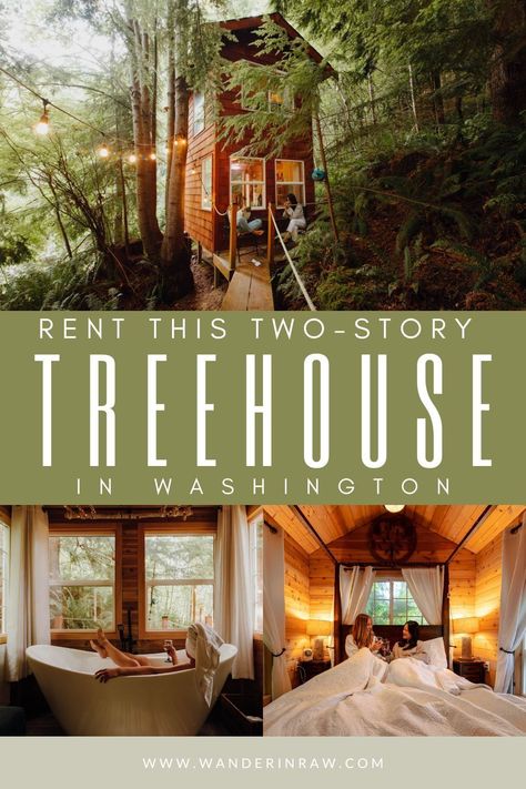 Treehouse Place at Deer Ridge is not only considered one of the best tree house rentals in Washington, but is also one of the top 10 tree house rentals in the entire US. Here's everything to know about visiting this gorgeous Washington tree house for yourself! Tree House Rentals, Treehouse Resort, Beautiful Tree Houses, Unique Stays, Airbnb Ideas, Washington Travel, Cool Tree Houses, Wrap Around Deck, Wooden Staircases