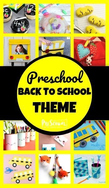 Back to School Theme Preschool - So many fun,fun creative ideas for the first day of school including crafts, math, literacy, kids activities and more for preschoolers #backtoschool #preschool #preschoolers Preschool School Theme Craft, Preschool Crafts First Day Of School, Back To School Theme Art For Preschool, Back To Preschool Ideas First Day, Back To School Activities For Preschoolers First Day, Back To School Art And Craft For Preschoolers, First Day In Preschool Ideas, Start Of Preschool Activities, Back To School Theme For Toddlers