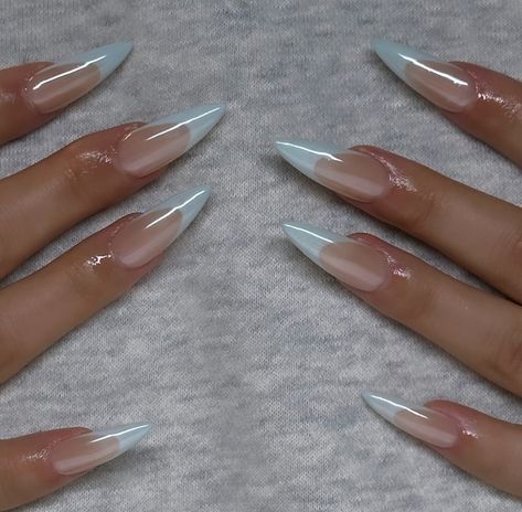 Baby Blue Nails, Classy Acrylic Nails, Blue French, Square Acrylic Nails, Fire Nails, Funky Nails, Pretty Acrylic Nails, Fancy Nails, Chic Nails