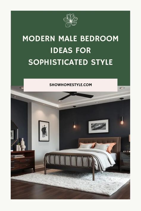 Transform your space with these sleek and sophisticated male bedroom ideas. From dark color palettes to minimalist decor, discover how to create a stylish retreat that reflects your personality. Men’s Bedroom Style, Male Bedrooms, Men's Bedroom Design, Masculine Bedroom Design, Male Bedroom, Male Bedroom Ideas, Modern Man Cave, Masculine Bedroom, Dark Color Palette