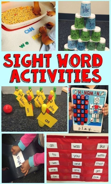 Fun and helpful sight word activities! Includes engaging sight word ideas that would make great literacy centers in kindergarten or first grade. Sight Word Ideas, Kindergarten Sight Word Activities, Sight Words Kindergarten Activities, Word Ideas, Sight Word Centers, Sight Word Fun, Teaching Sight Words, Sight Word Reading, Kindergarten Centers