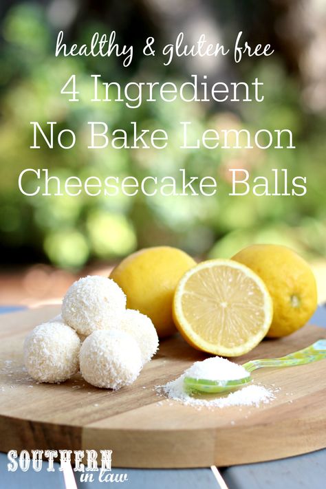 This Four Ingredient No Bake Lemon Cheesecake Bites Recipe is the ultimate quick and easy dessert recipe. Made in minutes, these cheesecake balls are gluten free, grain free, healthy, refined sugar free, clean eating friendly, have a low carb option and seriously delicious. All you will need is a lemon, cream cheese, coconut and maple syrup. YUM! No Bake Keto Lemon Coconut Balls, Lemon Cheesecake Balls, Lemon Balls No Bake, Easy No Bake Lemon Cheesecake, Lemon Cheesecake Bites, Cake Bites Recipe, Raw Balls, Clean Eating Dessert, Clean Eating Dessert Recipes