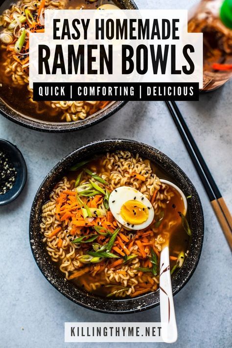 Easy Homemade Ramen Bowls {Best Ramen Recipe} #Ramen #soup #Asian #Japanesefood #homemade #easyrecipes #noodles #ramenbowl #comfortfood Nutrition Reset, Homemade Ramen Broth, Ramen Bowl Recipe, Easy Homemade Ramen, Best Ramen Recipe, Asian Entrees, Soup Asian, Homemade Ramen Noodles, Ramen Soup Recipes