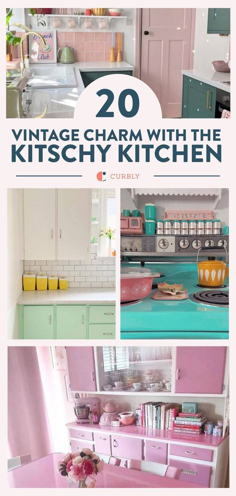 Step into a world of retro charm with these 20 kitschy kitchen ideas! 🍽✨ This whimsical, retro-inspired design approach brings a burst of color, quirky patterns, and a touch of nostalgia to modern kitchens. #RetroKitchen #KitschyDecor #HomeInspiration Retro Kitchen Design, Quirky Patterns, Kitschy Kitchen Decor, Old World Kitchens, Whimsical Kitchen, Vintage Kitchen Accessories, Kitschy Decor, Colorful Backsplash, Retro Kitchens