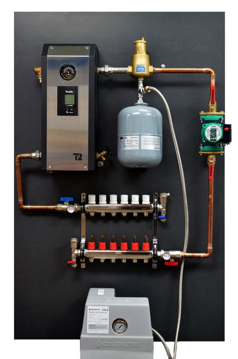 Boiler Heating System, Hydronic Radiant Floor Heating, Diy Carport, Hydronic Heating Systems, Water Heating Systems, Water Plumbing, Pex Plumbing, Mechanical Room, House Heating