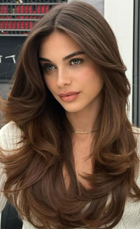 layered haircut, layered hairstyles, long layered haircut, layered haircut long hair, layered haircuts medium length, layered haircut with curtain bangs, layered haircuts with bangs, layered haircuts for women Haircuts For Long Hair With Layers, Long Length Hair, Brown Hair Looks, Brown Hair Inspo, Hair Inspiration Long, Layered Haircuts For Medium Hair, Hairstyles For Layered Hair, Haircuts For Wavy Hair, Long Layered Haircuts