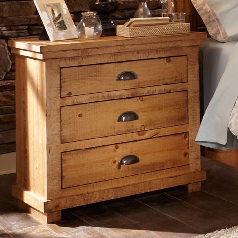 Progressive Furniture Willow 3 Drawer Nightstand - Give your bedroom a welcoming, lodge-style look with the Progressive Furniture Willow 3 Drawer Nightstand . This bedside organizer is crafted from...