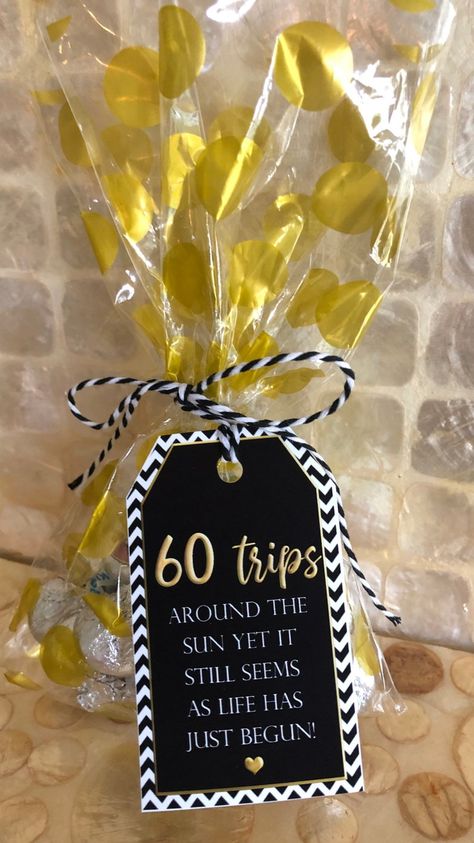 60th Birthday Thank You Tags, 60 Trips Around the Sun Black and Gold Party Favor Tag, 60th Party Favor Tag Printable, Digital Tag 82721 - Etsy Party Favors For 50th Birthday Man, 60th Party Favors, 60th Birthday Ideas For Mom Party, Birthday Party Gift Bag Ideas, 70th Birthday Party Favors, 60th Birthday Favors, Gold Party Favors, 50th Birthday Party Favors, Adult Birthday Party Favors