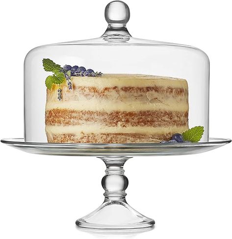 Amazon.com | Libbey 55782 Selene 2-Piece Cake Stand with Lid, 13" Elegant Curved Footed Covered Cake Stand and 10.5" Versatile Clear Cake Holder: Cake Stands Covered Cake Stand, Cake Plate With Dome, Cake Stand With Cover, Clear Cake Stand, Cake Stand With Lid, Clear Cake, Crystal Cake Stand, Cake Stand With Dome, Crystal Cake