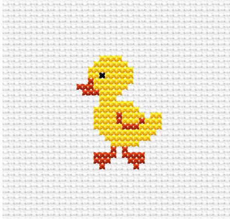 Tiny Cross Stitch Patterns Free, Simple Cross Stitch Patterns For Kids, Baby Cross Stitch, Mini Animal Cross Stitch Patterns, Embroidery Duck Simple, Duck Cross Stitch Pattern, Rubber Duck Cross Stitch Pattern, Cross Stitch Patterns Keychain Duck, Duckling Cross Stitch