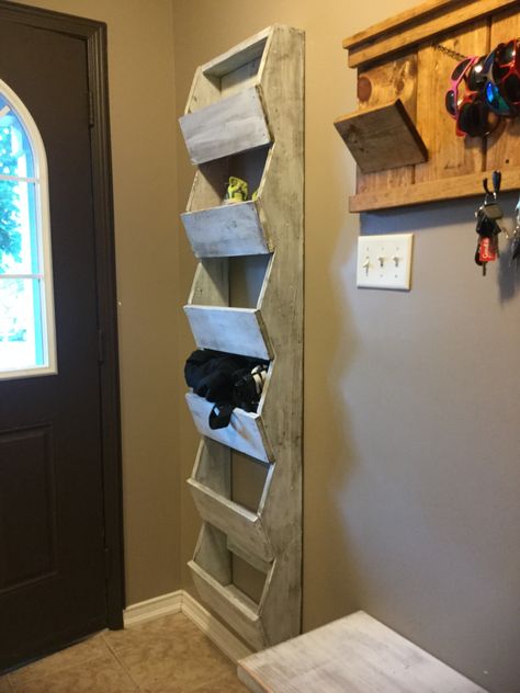 Hat and mitten storage unit Hat And Glove Storage Ideas Entryway, Hat And Mitten Storage, Glove Storage Ideas, Mitten Storage, Diy Storage Unit, Hat Storage Ideas, Glove Storage, Downstairs Ideas, Diy Mittens