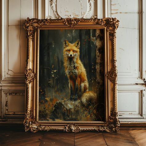 This Wall Decor item by MadelynJaneCreates has 152 favorites from Etsy shoppers. Ships from Wilmington, DE. Listed on Sep 21, 2024 Framed Animal Prints, Woodland Fox Painting, Dark Fox Art, Fox Pictures Art, Vintage Fox Illustration, Moody Academia Decor, Vintage Fireplace Mantle Decor, Paintings Of Foxes, Thrift Store Art Makeover