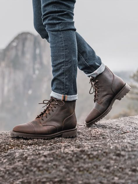 Men Canvas Boots, Men Boot Outfit, Men's Casual Dress Shoes, Men Boots Style Casual, Men’s Boots Style, Casual Boots Outfit Men, Dark Brown Chukka Boots Outfit Men, Men’s Boot Outfit, Men’s Dress Boots