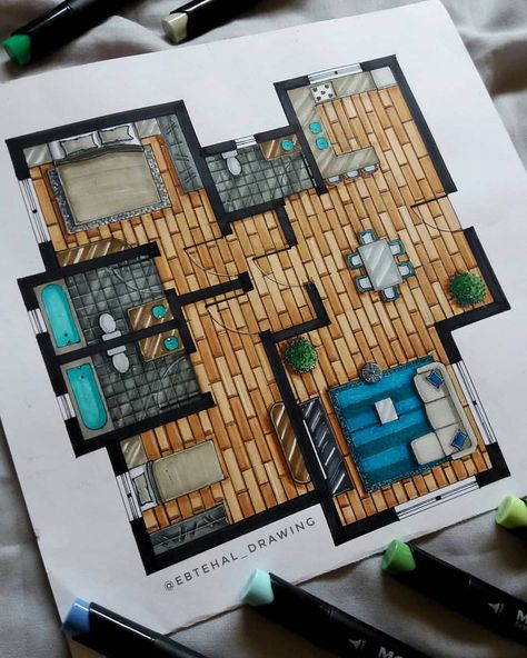 Layout Rendering, Sims Reference, Home Bedroom Ideas, Markers Drawing Architecture, Sketching Architecture, Floor Plan Sketch, Architecture Symbols, Interior Architecture Sketch, Interior Design Sketchbook