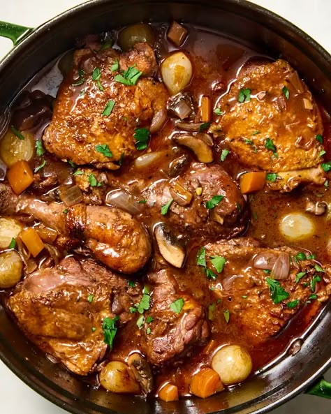 Coq Au Vin Recipe | The Kitchn French Chicken Recipes, Coq Au Vin Recipe, French Chicken, Perfect Mashed Potatoes, Salmon Potato, Dinner Rotation, Red Wine Sauce, Weekend Cooking, Lunch Appetizers