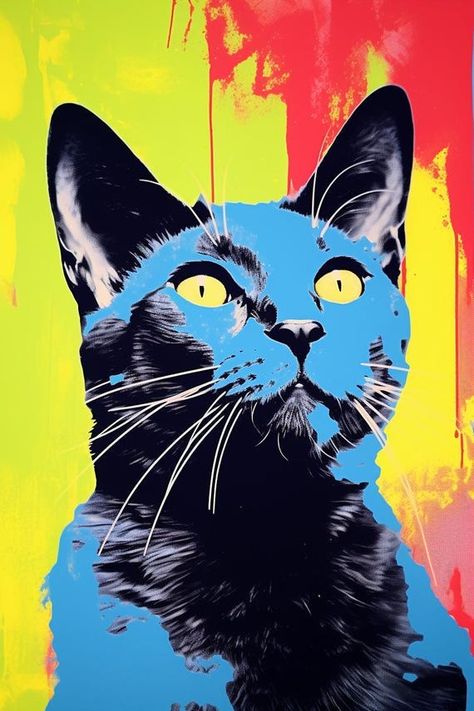 Vibrant Andy Warhol Inspired Black Cat Canvas Print | Modern Fun Pop Art | Unique Home Decor | Commissioned Artwork | Digital Download by CustomCanvasCurators 🎨 Check out the latest addition to our gallery - a purr-fect homage to Andy Warhol's iconic style! 🖼️ This vibrant portrayal of a black cat captures the whimsical spirit of modern art while adding a contemporary twist. 🐾 With bold colors, playful patterns, and a touch of mystery, this piece will draw you into a kaleidoscope of joy and... Andy Warhol Artwork, Pop Art Andy Warhol, Warhol Paintings, Andy Warhol Inspired, Andy Warhol Pop Art, Pop Art Cat, Pop Art Colors, Warhol Art, Retro Kunst