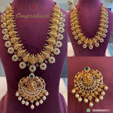 Bottu Haram Designs, Bottu Mala Jewellery Designs, Nakshi Haram Designs, Bottu Mala Designs, Telugu Jewellery, Bottu Mala, Nakshi Jewellery, Indian Brides Jewelry, Mango Mala