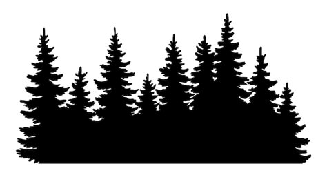 Vector fir trees silhouette coniferous s... | Premium Vector #Freepik #vector #pine-forest #forest-silhouette #forest-trees #scenery Woodcut Landscape, Black Evergreen, Tree Silhouette Tattoo, Pine Tree Drawing, Svg Projects, Horizontal Background, Monogramm Alphabet, Trees Silhouette, Landscape Silhouette