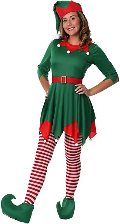 Women's Plus Size Santa's Helper Costume #afflink Womens Elf Costume, Diy Elf Costume, Santa's Helper Costume, Winter Warm Outfits, Christmas Party Fashion, Christmas Elf Costume, Costume For Women, Winter Outfits Warm, Christmas Dress Women