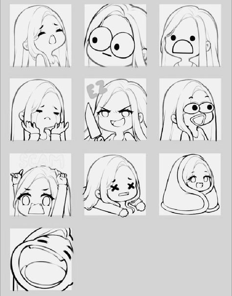 Smirking Pose Reference, Twitch Emote Expressions, Chibi Character Expression, Confused Chibi Expression, Tired Chibi Expression, Gaming Chibi Pose, Chibi Emotes Twitch Template, Chibi Emotions Facial Expressions, Mad Chibi Expression