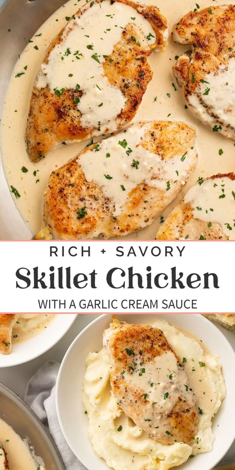 Chicken Potatoes Heavy Cream, Mashed Cauliflower Dinner Ideas, Dinners W Chicken, Garlic Chicken And Mashed Potatoes, Mashed Potatoes And Chicken Recipe, Easy Dinner For Two Chicken, Recipes To Go With Mashed Potatoes, Chicken Dinner Recipes With Mashed Potatoes, Chicken To Go With Mashed Potatoes