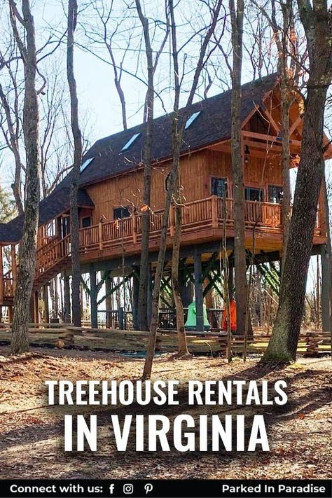 7 Incredible Treehouses For A Virginia Glamping Staycation. Forget about renting rustic cabins on the forest floor. Treehouse Rentals Near Beach Spots Or Richmond. Some Of The Best Ideas For Traveling With Kids. Look up to the tops of the trees and channel your best Swiss Family Robinson in a vacation rental treehouse in Virginia. Swiss Family Robinson Treehouse, Ideas For Traveling, Abingdon Virginia, Treehouse Rentals, Rustic Cabins, Swiss Family Robinson, Treehouse Cabins, Destination Travel, Traveling With Kids