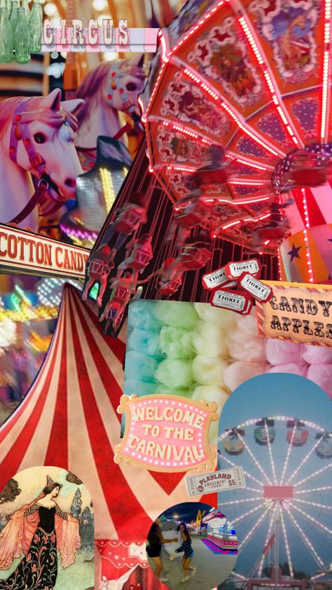 Small Town Carnival, Fun Fair Aesthetic, Circus Core, Carnival Wallpaper, Au Inspiration, Circus Hair, Carnival Aesthetic, Fair Aesthetic, Circus Aesthetic