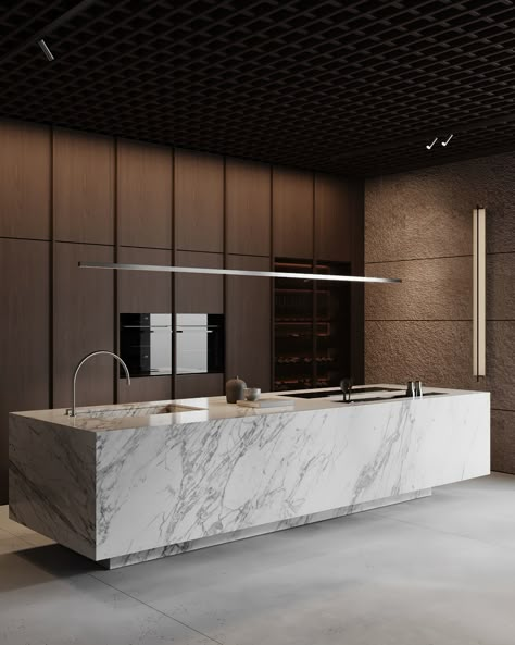 CONCRETE :: Behance Island Kitchen Design, Modern Minimalist Design, Island Kitchen, Luxury Kitchens, Interior Designer, Minimalist Design, Kitchen Design, Barcelona, Marble