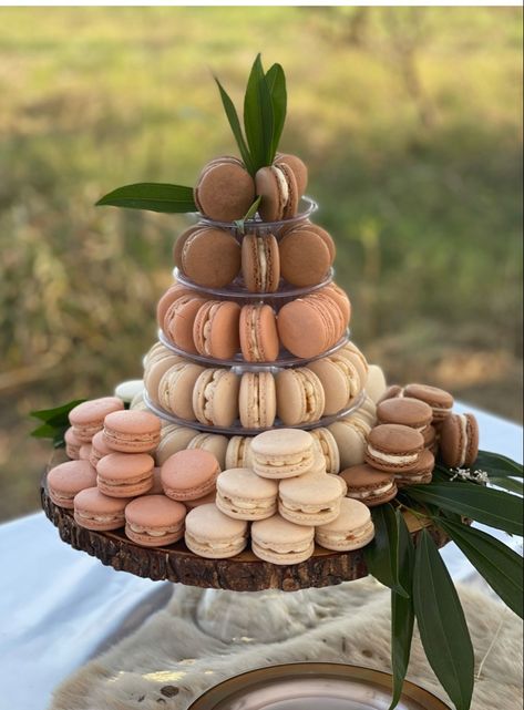 Wedding Dessert Table Macarons, Macaroon Table Wedding, Fall Wedding Macarons, Fall Color Macarons, Macaron Wedding Tower, Macaroon Wedding Display, Macaron Display Wedding, Macarons For Wedding, Wedding Macarons Display