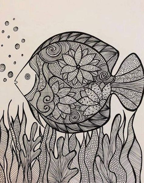 Fine Liner Classes Doodle #doodle doodles #doodles drawing ideas #drawingideas 2.476 Fish Mandala Art Easy, Pencil Line Art Drawings, Emotions Through Lines Art, Living Things Drawing, Line Work Drawing, Drawing For Students, Creative Line Art, Liner Art, Art Deco Tattoo