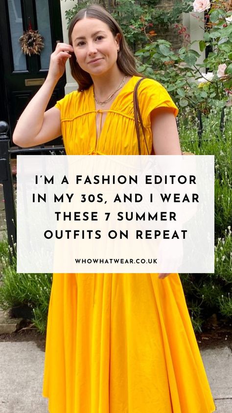 I've worked in the fashion industry for almost a decade. Now I'm in my 30s, these are 7 easy, chic outfits I wear on repeat all summer in Europe. Uk Style Woman Outfits Summer, Mid 30s Casual Outfits Women, Hot Weather Cute Outfits, Casual 30s Outfit, Casual Summer Outfits 30's, Summer Outfits In Hot Weather, Thirty Something Fashion, Style In Your 30s Summer, Hot Weather Chic Outfits