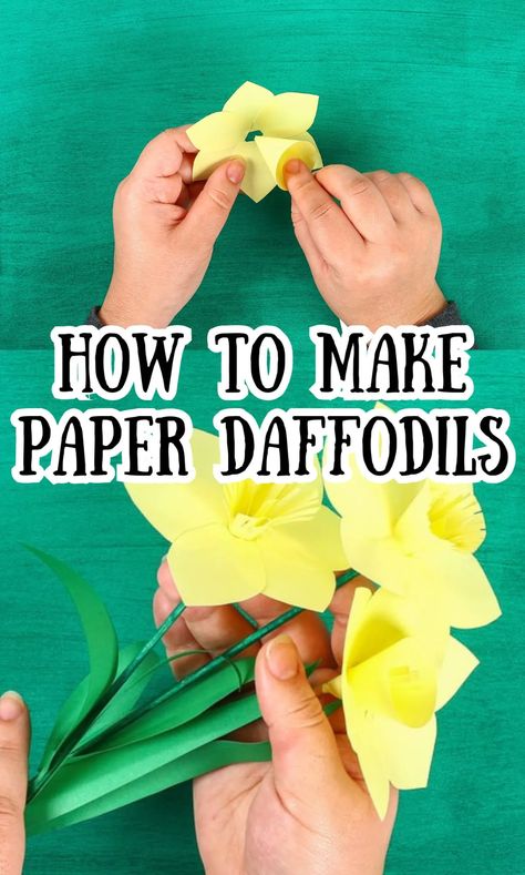 How to Make Paper Daffodils - In The Playroom Paper Daffodils, Daffodil Craft, Spring Flower Crafts, Daffodil Day, Flower Crafts Kids, Cvce Words, Kid Friendly Crafts, We Shed, Daffodil Flower