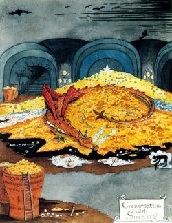 tolkien's smaug Tolkien Drawings, Tolkien Artwork, Demon Dragon, Tolkien Illustration, Tolkien Hobbit, J.r.r. Tolkien, John Howe, Hobbit Art, Middle Earth Art