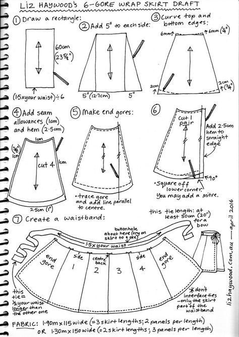 Free wrap skirt pattern summary                                                                                                                                                      More Free Wrap Skirt Pattern, Kain Lilit, African Dress Patterns, Tips Menjahit, Pola Rok, Wrap Skirt Pattern, Projek Menjahit, Diy Sy, Skirt Diy