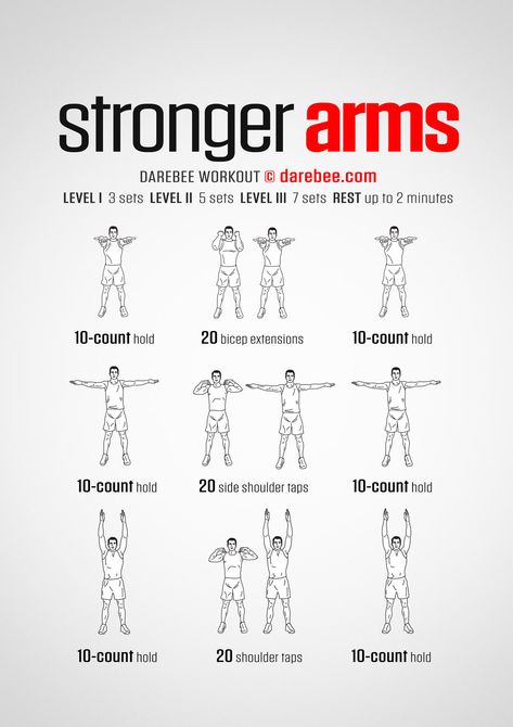 Stronger Arms Workout Darebee Arm Workout, Runner Arm Workout, Build Arms At Home, Workouts For Archery, Calisthenics Workout Arms, Simple Arm Workouts At Home, Ways To Get Stronger Arms, How To Build Strength In Arms, Arm Workout For Strength