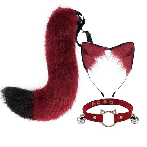 Fox Halloween Costume, Fox Halloween, Cat Ears And Tail, Puppy Things, Bell Collar, Creative Cosplay, Animal Tails, Wolf Ears, Ears And Tail