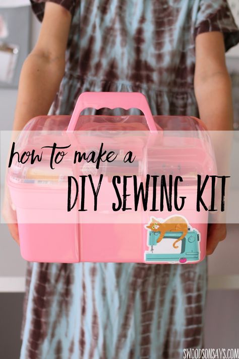 Homemade Sewing Kit, Sewing Kit Organizer, Sewing Kit Gift, Sewing Kits Diy, Diy Sewing Kit, Sewing Kit Box, Basic Sewing Kit, Kids Sewing Kit, Teaching Sewing